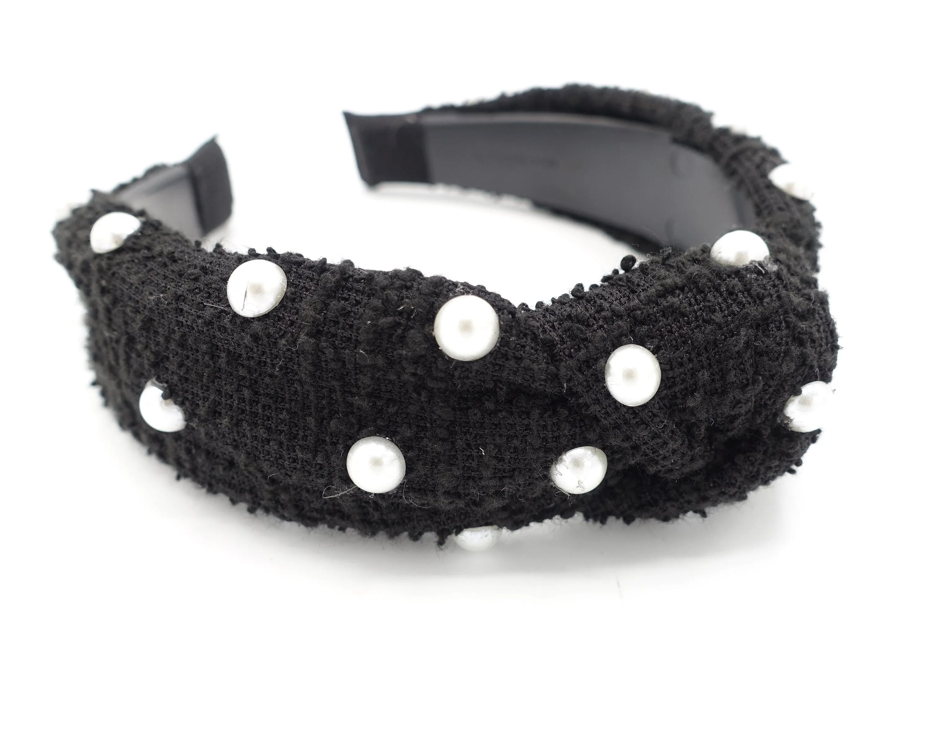 tweed headband faux pearl decorated fashion head band for women