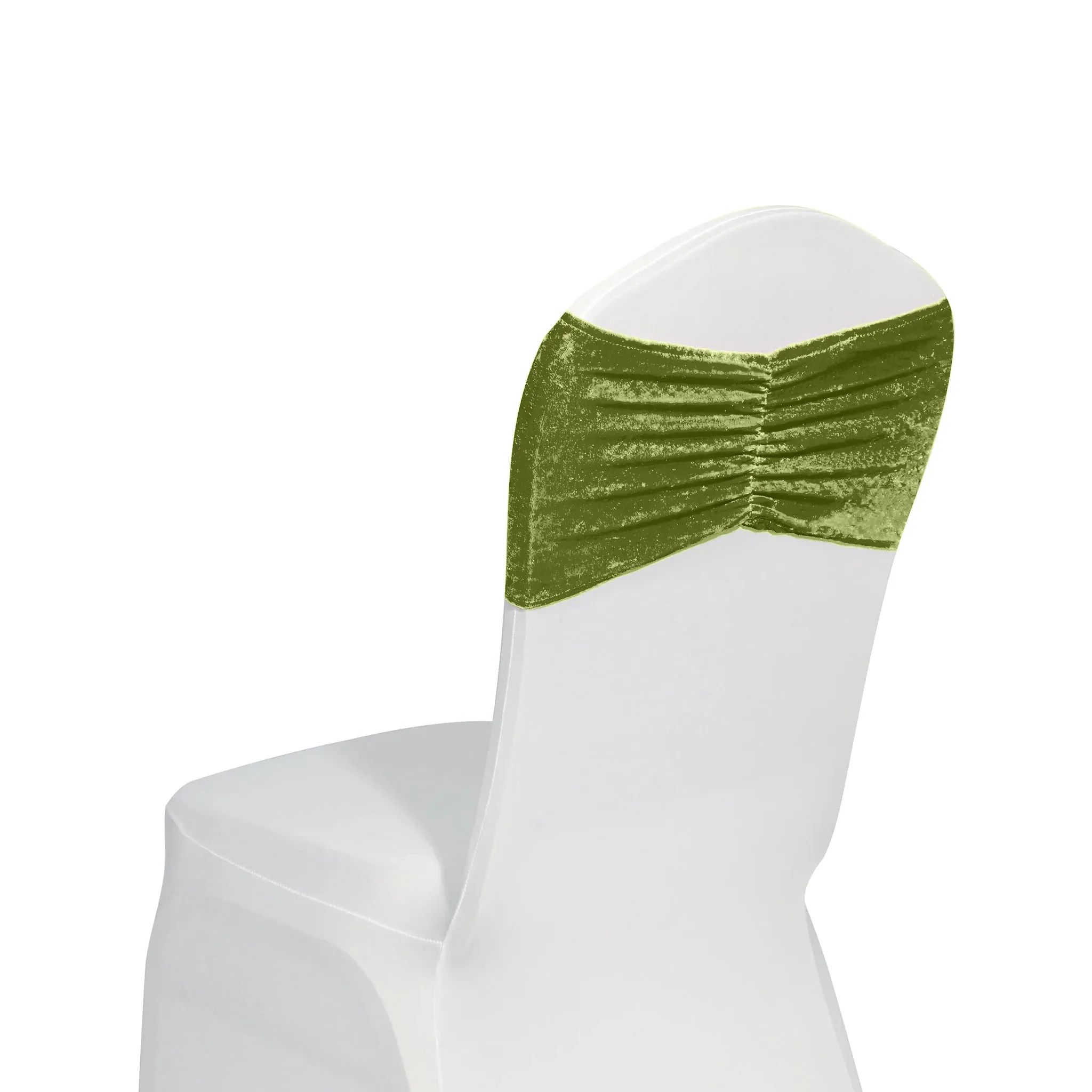 Velvet Ruffle Stretch Chair Band - Dark Sage Green