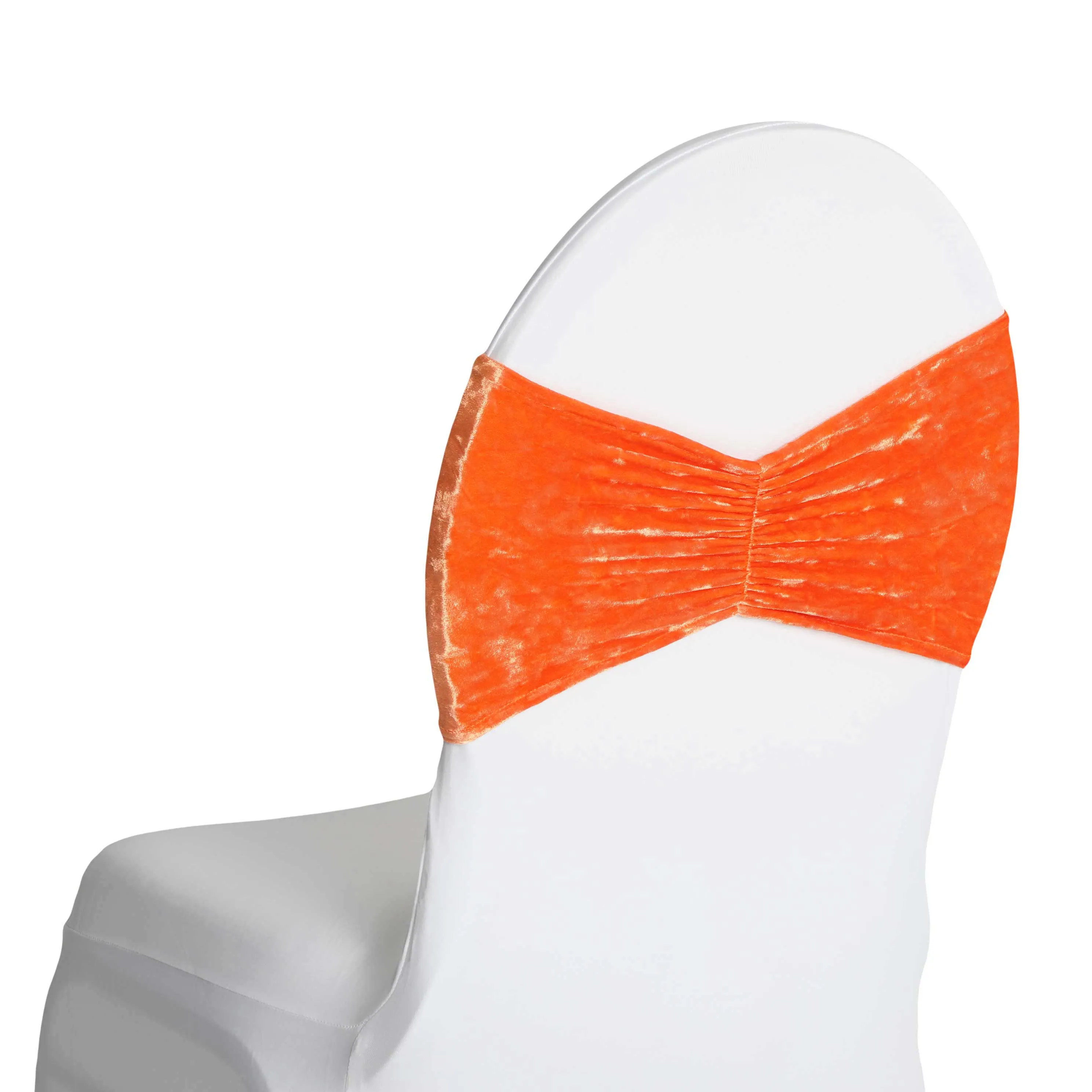 Velvet Ruffle Stretch Chair Band - Orange